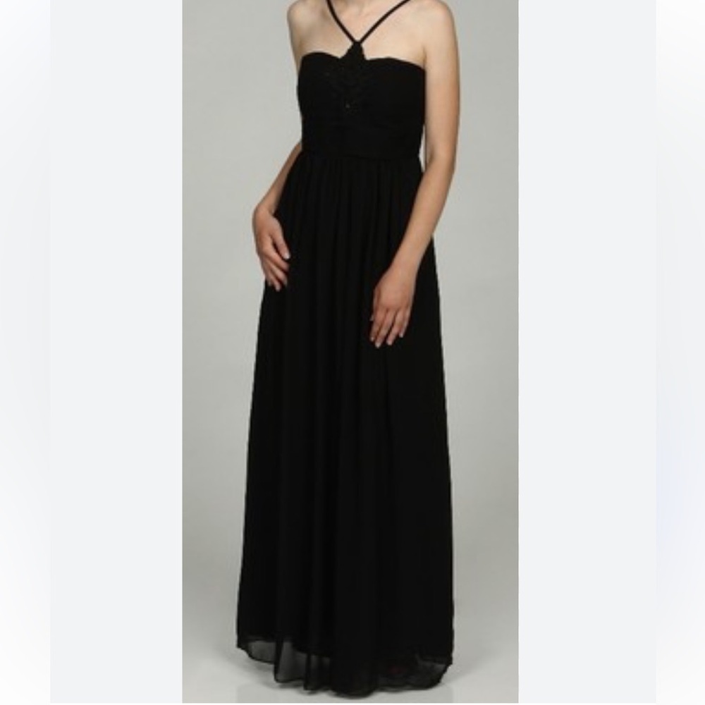 Oleg Cassini Halter maxi dress size 12 black formal Autumnwedding guest dress